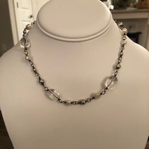 Silpada Crystal, Silver, and Pearl Necklace